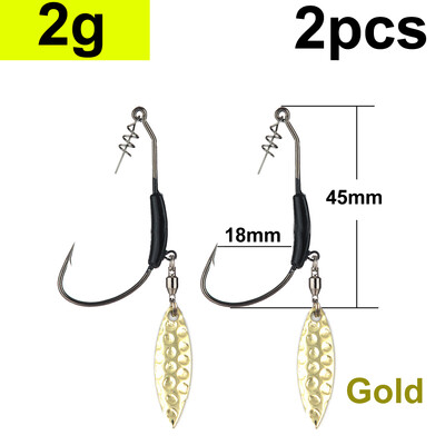 2 gab Offset makšķerēšanas āķi Nosvērts kloķa āķis ar karotes fliteriem Makšķerēšanas āķis Zivju āķi, kas piemēroti Texas Rigs makšķerēšanas piederumiem