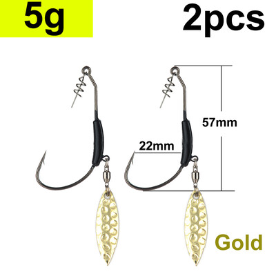 2 gab Offset makšķerēšanas āķi Nosvērts kloķa āķis ar karotes fliteriem Makšķerēšanas āķis Zivju āķi, kas piemēroti Texas Rigs makšķerēšanas piederumiem