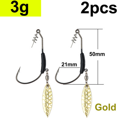 2 gab Offset makšķerēšanas āķi Nosvērts kloķa āķis ar karotes fliteriem Makšķerēšanas āķis Zivju āķi, kas piemēroti Texas Rigs makšķerēšanas piederumiem