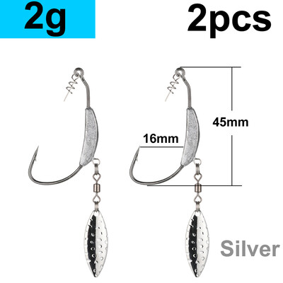 2 gab Offset makšķerēšanas āķi Nosvērts kloķa āķis ar karotes fliteriem Makšķerēšanas āķis Zivju āķi, kas piemēroti Texas Rigs makšķerēšanas piederumiem