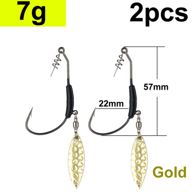 2 gab Offset makšķerēšanas āķi Nosvērts kloķa āķis ar karotes fliteriem Makšķerēšanas āķis Zivju āķi, kas piemēroti Texas Rigs makšķerēšanas piederumiem