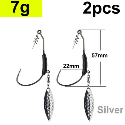 2 gab Offset makšķerēšanas āķi Nosvērts kloķa āķis ar karotes fliteriem Makšķerēšanas āķis Zivju āķi, kas piemēroti Texas Rigs makšķerēšanas piederumiem