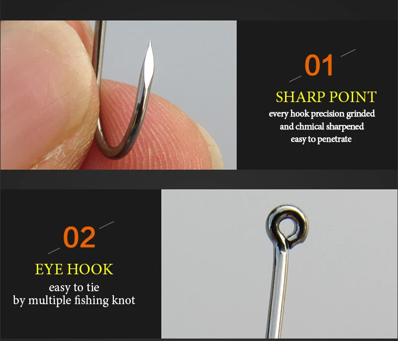 50 vnt. / partijos aštuonkojų žvejybos kabliukai, turintys daug anglies, chemiškai pagaląsti spygliuoto apskrito kabliuko reikmenų rinkinys 5C taško kietumo tiekėjo kabliukai