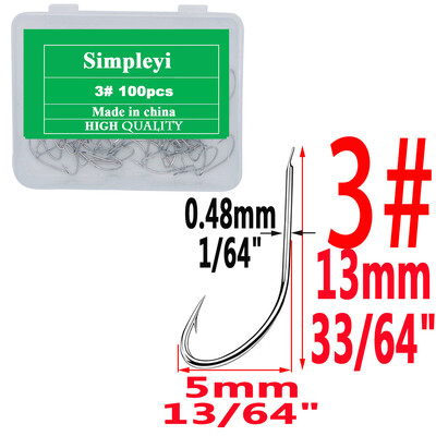 100gab 1#-14# sērijas augstas oglekļa tērauda mušu makšķerāķi Āķis mīksts māneklis makšķerēšanas ēsma zivju āķi Augstas efektivitātes džiga makšķerēšanas āķi