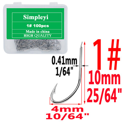 100gab 1#-14# sērijas augstas oglekļa tērauda mušu makšķerāķi Āķis mīksts māneklis makšķerēšanas ēsma zivju āķi Augstas efektivitātes džiga makšķerēšanas āķi