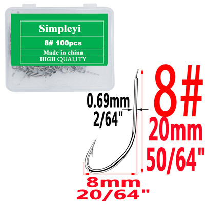 100gab 1#-14# sērijas augstas oglekļa tērauda mušu makšķerāķi Āķis mīksts māneklis makšķerēšanas ēsma zivju āķi Augstas efektivitātes džiga makšķerēšanas āķi