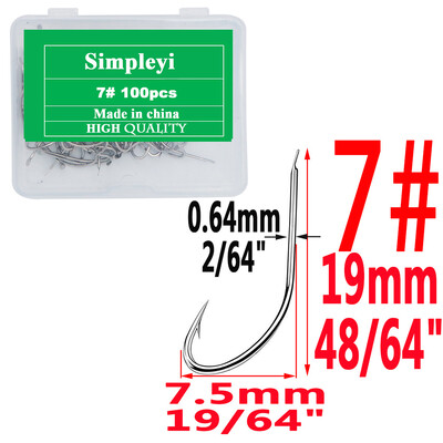 100gab 1#-14# sērijas augstas oglekļa tērauda mušu makšķerāķi Āķis mīksts māneklis makšķerēšanas ēsma zivju āķi Augstas efektivitātes džiga makšķerēšanas āķi