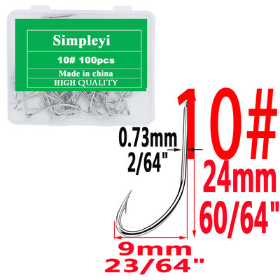 100gab 1#-14# sērijas augstas oglekļa tērauda mušu makšķerāķi Āķis mīksts māneklis makšķerēšanas ēsma zivju āķi Augstas efektivitātes džiga makšķerēšanas āķi