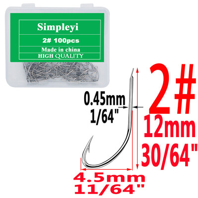 100gab 1#-14# sērijas augstas oglekļa tērauda mušu makšķerāķi Āķis mīksts māneklis makšķerēšanas ēsma zivju āķi Augstas efektivitātes džiga makšķerēšanas āķi