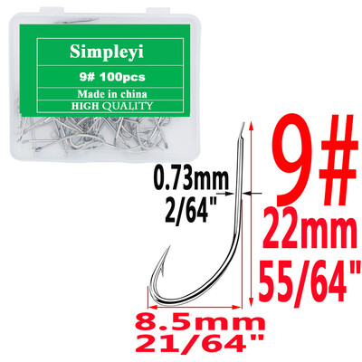 100gab 1#-14# sērijas augstas oglekļa tērauda mušu makšķerāķi Āķis mīksts māneklis makšķerēšanas ēsma zivju āķi Augstas efektivitātes džiga makšķerēšanas āķi
