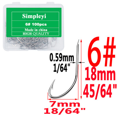 100gab 1#-14# sērijas augstas oglekļa tērauda mušu makšķerāķi Āķis mīksts māneklis makšķerēšanas ēsma zivju āķi Augstas efektivitātes džiga makšķerēšanas āķi