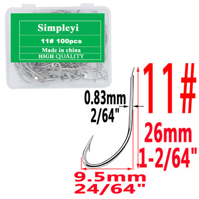 100gab 1#-14# sērijas augstas oglekļa tērauda mušu makšķerāķi Āķis mīksts māneklis makšķerēšanas ēsma zivju āķi Augstas efektivitātes džiga makšķerēšanas āķi