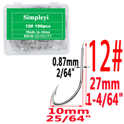 100gab 1#-14# sērijas augstas oglekļa tērauda mušu makšķerāķi Āķis mīksts māneklis makšķerēšanas ēsma zivju āķi Augstas efektivitātes džiga makšķerēšanas āķi