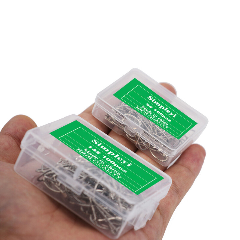 100 vnt. 1#-14# serijos didelio anglies dioksido plieniniai kabliukai kabliukai Minkštas masalas Žvejybos kabliukai Didelio efektyvumo Jig žvejybos kabliukai