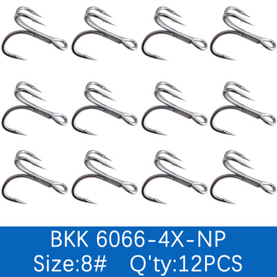 BKK 6066-4X-NP UltraAntirust Treble Hook BT663-UA Trīskārši makšķerēšanas āķi 1/0 - 8# Fishhook Saldūdens makšķerēšanai