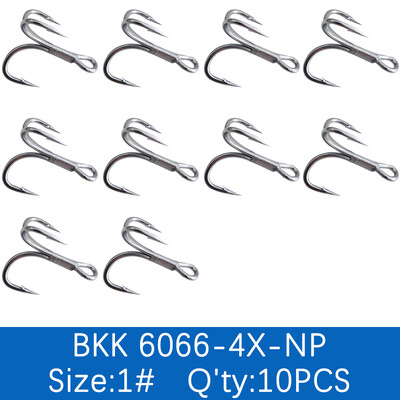BKK 6066-4X-NP UltraAntirust Treble Hook BT663-UA Trīskārši makšķerēšanas āķi 1/0 - 8# Fishhook Saldūdens makšķerēšanai
