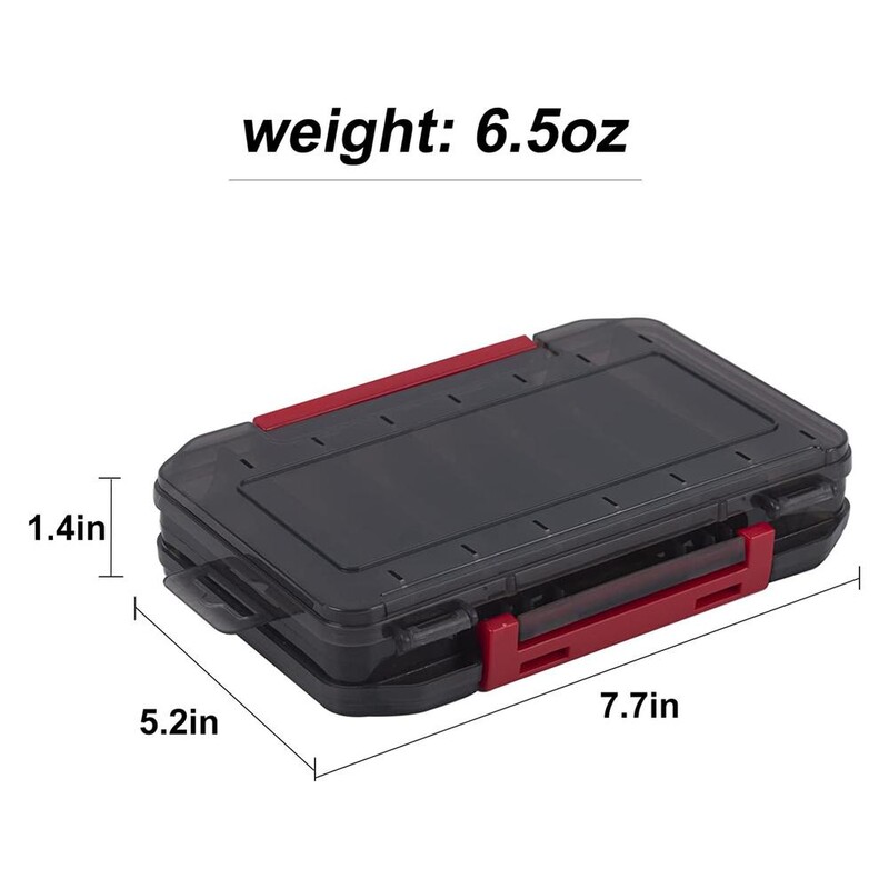 14 priehradiek, veľká obojstranná krabička na rybárske náčinie, úložný box na návnady, háčiky a nástrahy, plastový úložný box s viacerými mriežkami, rybársky box