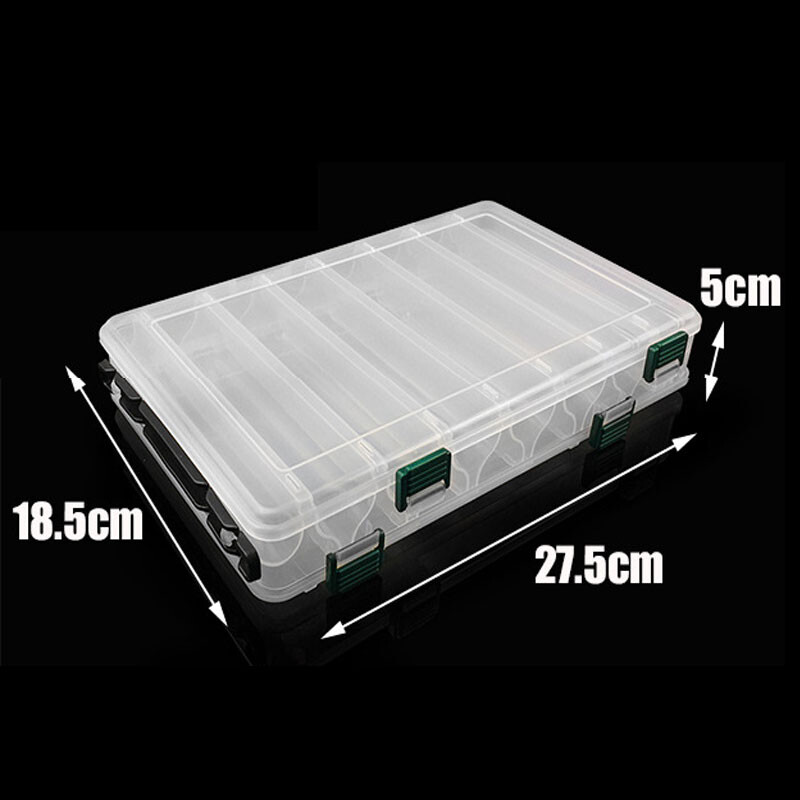 Divpusējās 14 nodalījumu makšķerēšanas piederumu kastes mānekļu organizators āķa ēsmas futrālis ēsmas konteinera kaste vobleriem