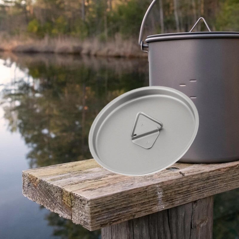 Titano lauko puodelio dangtelis Virtuvės reikmenys Maisto ruošimas Stovyklavietės puodo dangtis Stalo reikmenys Geriamojo pieno puodeliai Dangtis turistams žygiams piknikui