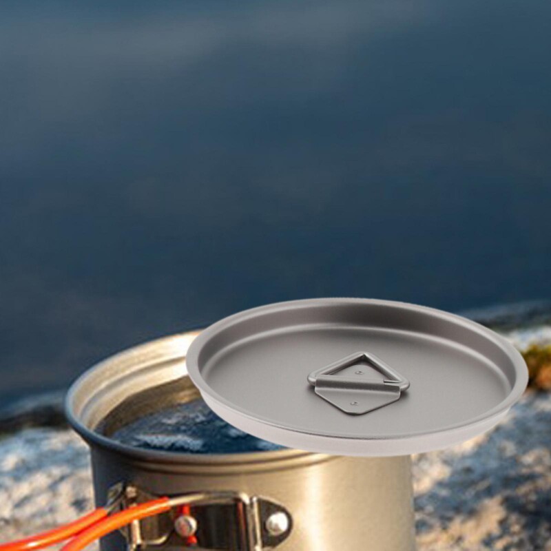 Titano lauko puodelio dangtelis Virtuvės reikmenys Maisto ruošimas Stovyklavietės puodo dangtis Stalo reikmenys Geriamojo pieno puodeliai Dangtis turistams žygiams piknikui