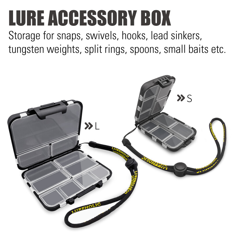 LUREHOLIC mānekļu piederumu kārba Glabāšana skavām grozāmie āķi svina gremdētāji volframa atsvari sadalītie gredzeni karotes mazas ēsmas