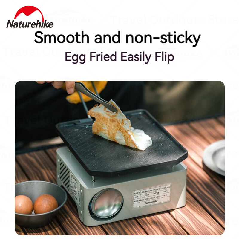 Naturehike Camping Cookware Panvica s nepriľnavým povrchom z liateho hliníka, cestovná pikniková grilovacia doska, skladacia rukoväť z nehrdzavejúcej ocele