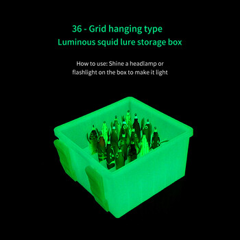 Νέο 36 Grids Plastic Luminous Fishing Tackle Box Hard Lure Storage Box Egi Webfoot Octopus Organizer Δοχείο δολώματος Squid Jig