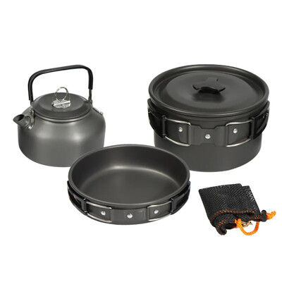 Hliníková zliatina, kempingový riad, riad na varenie, vonkajšiu varnú kanvicu, piknik, gril, kanvicu, hrniec, panvicu, 3 ks/sada