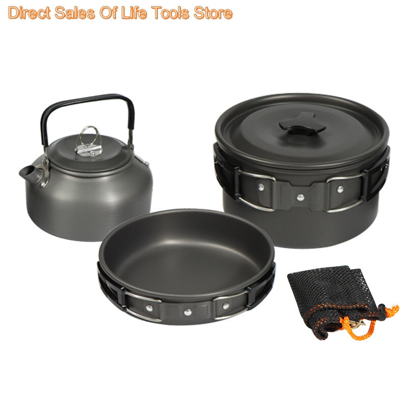 Hliníková zliatina, kempingový riad, riad na varenie, vonkajšiu varnú kanvicu, piknik, gril, kanvicu, hrniec, panvicu, 3 ks/sada