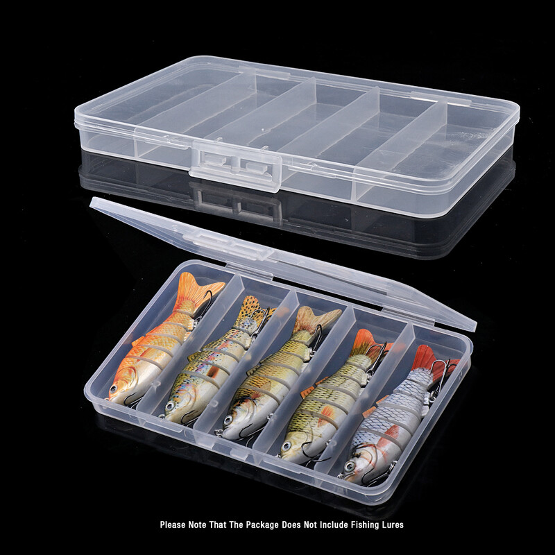 GOBASS Pohodlný organizér, plastový box na rybárske náčinie, 5 mriežok, priehradky, puzdro na háčiky na návnady, rybárske príslušenstvo