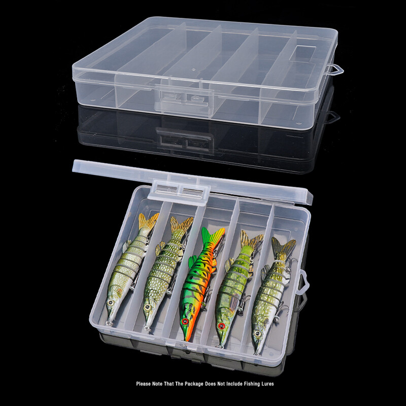 GOBASS Pohodlný organizér, plastový box na rybárske náčinie, 5 mriežok, priehradky, puzdro na háčiky na návnady, rybárske príslušenstvo