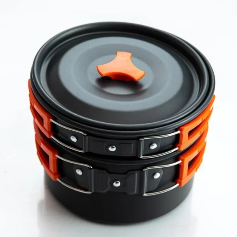 Kempinga trauku komplekts Alumīnija, nepiedegošs pārnēsājams āra galda piederums tējkanna Katliņa Gatavošanas pannas bļoda pārgājieniem grilēšanas piknikam