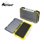 Nauja plastikinė žvejybos dėžė, nešiojama kempinė, muselių masalų dėžutės.