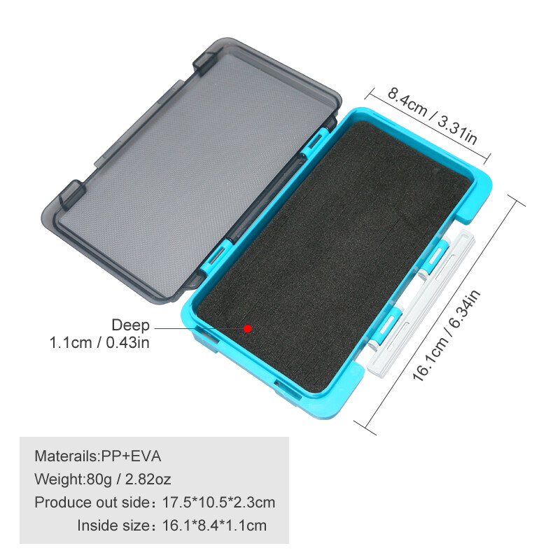 Nauja plastikinė žvejybos dėžė, nešiojama kempinė, muselių masalų dėžutės.