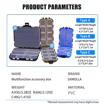 SAMOLLA 1 бр Водоустойчива мини кутия за риболовни принадлежности с множество отделения за куки, примамки и примамки - Преносим риболов