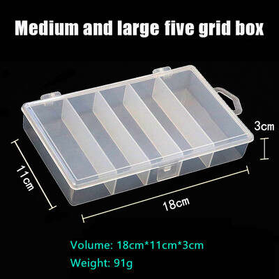 Luya 5 rekeszes horgászfelszerelés-szervező átlátszó műanyag kiegészítő doboz hamis csali mennydörgő csali tok horgászszerszám doboz
