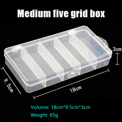 Luya 5 rekeszes horgászfelszerelés-szervező átlátszó műanyag kiegészítő doboz hamis csali mennydörgő csali tok horgászszerszám doboz