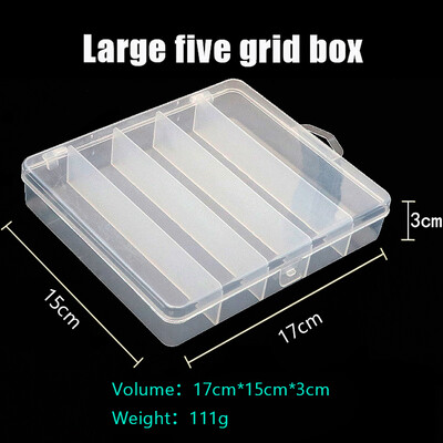 Luya 5 rekeszes horgászfelszerelés-szervező átlátszó műanyag kiegészítő doboz hamis csali mennydörgő csali tok horgászszerszám doboz