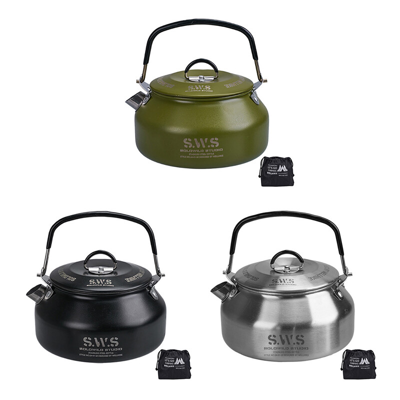 Prenosná turistická kanvica s objemom 0,8 l z nehrdzavejúcej ocele 304, ultraľahká kanvica na kávu a vodu, riad na vonkajšie cestovanie a kempovanie