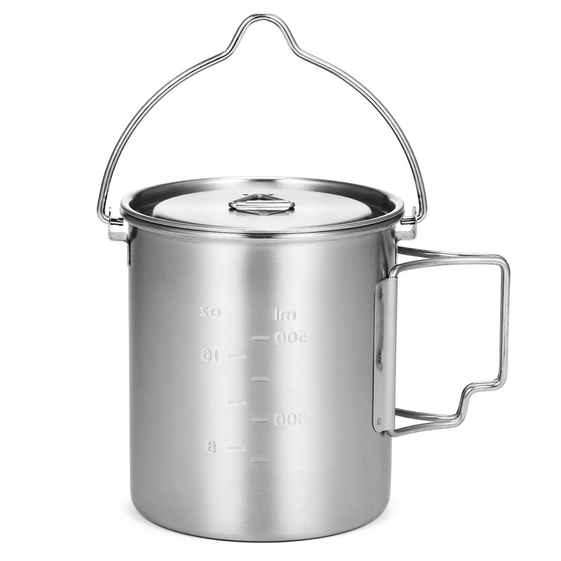 LIXADA 750 ml roostevabast terasest potiga kaasaskantav veekruusi tass kaane ja kokkupandava käepidemega välikämpingu piknikuvarustus