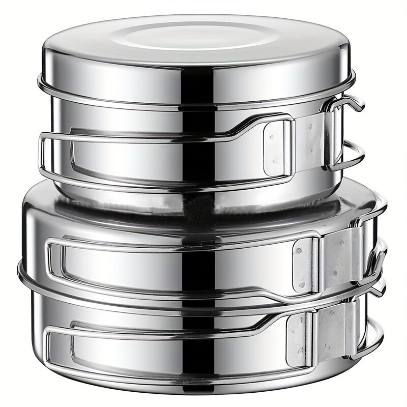 Stovyklavimo indų rinkinys nerūdijančio plieno stovyklavimo dubens lauko dubens puodų rinkinys turistams turistams Maisto gaminimo iškylai Priedai Įrankių rinkiniai