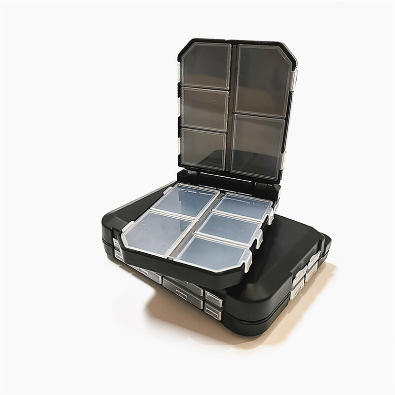 Dvipusis žvejybos įrankių priedų dėžė Žvejybos įrankių dėžė 16 tinklelio dizaino žvejybos kablio priedai įrankių laikymo dėžutė