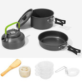 Sada vonkajšieho kempingového riadu, hliníkový nepriľnavý hrniec, prenosný vonkajší riad, hrniec na varenie, miska, turistika, grilovanie, piknik