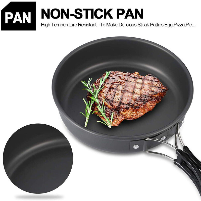 Sada vonkajšieho kempingového riadu, hliníkový nepriľnavý hrniec, prenosný vonkajší riad, hrniec na varenie, miska, turistika, grilovanie, piknik