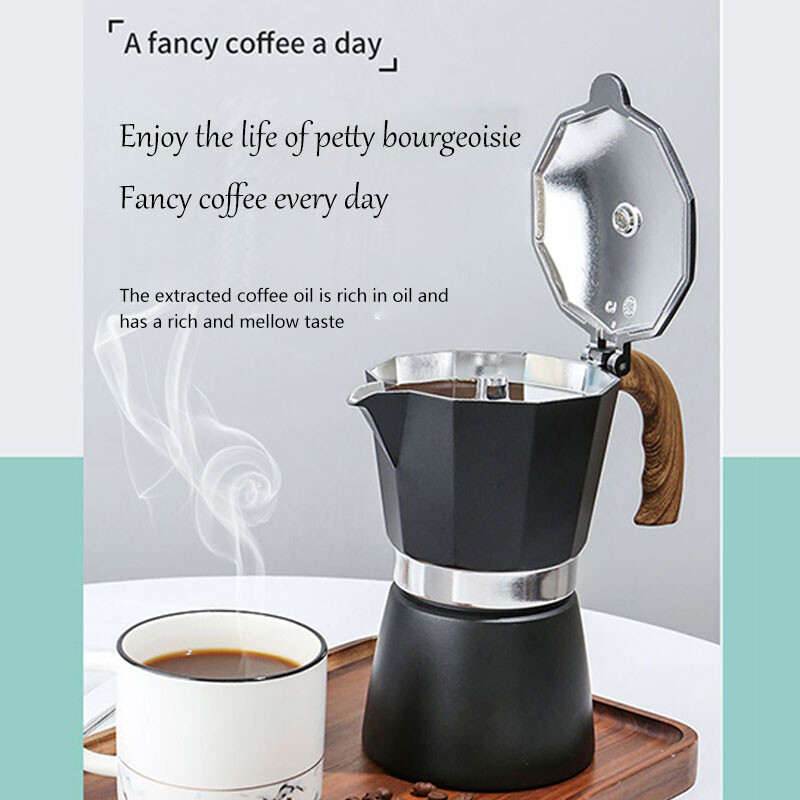 300/150 ml Kavos virdulys Buitinis itališkas aštuonkampis Moka Kavos arbatos Puodas Biuras Namų Kelionės Lauke Stovyklavietės Stalo įranga