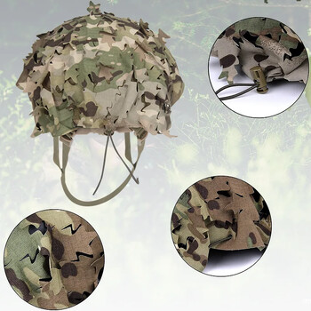 3D Camo Laser Cut Leaf Shape Еърсофт капак за каска Мрежест плат за каска Пейнтбол Парашутист Лов Еърсофт каска Аксесоари