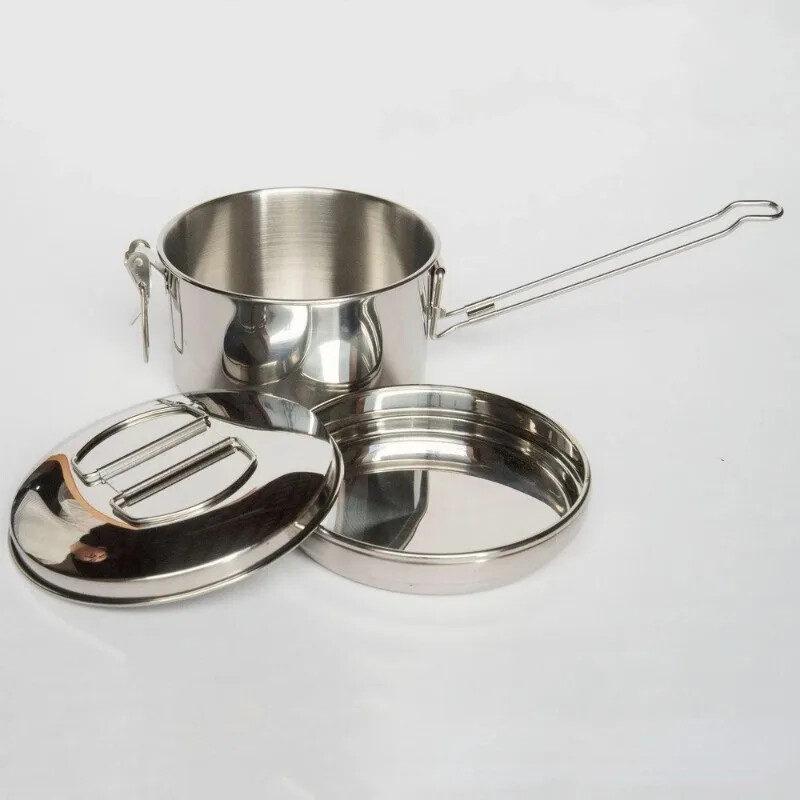 Nerūsējošā tērauda kempinga pusdienu kaste gatavošanas katls saliekams rokturis Bento bļoda pārtikas uzglabāšanas konteiners pikniks pārgājieniem āra trauki