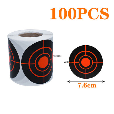 100 lokšņu uzlīmes mērķi, izšļakstīšanas pastiprinātājs, reaģējošs uz ruļļa 7,50 cm, pašlīmējošas krāsas, trieciena fotografēšana (lodes acs)