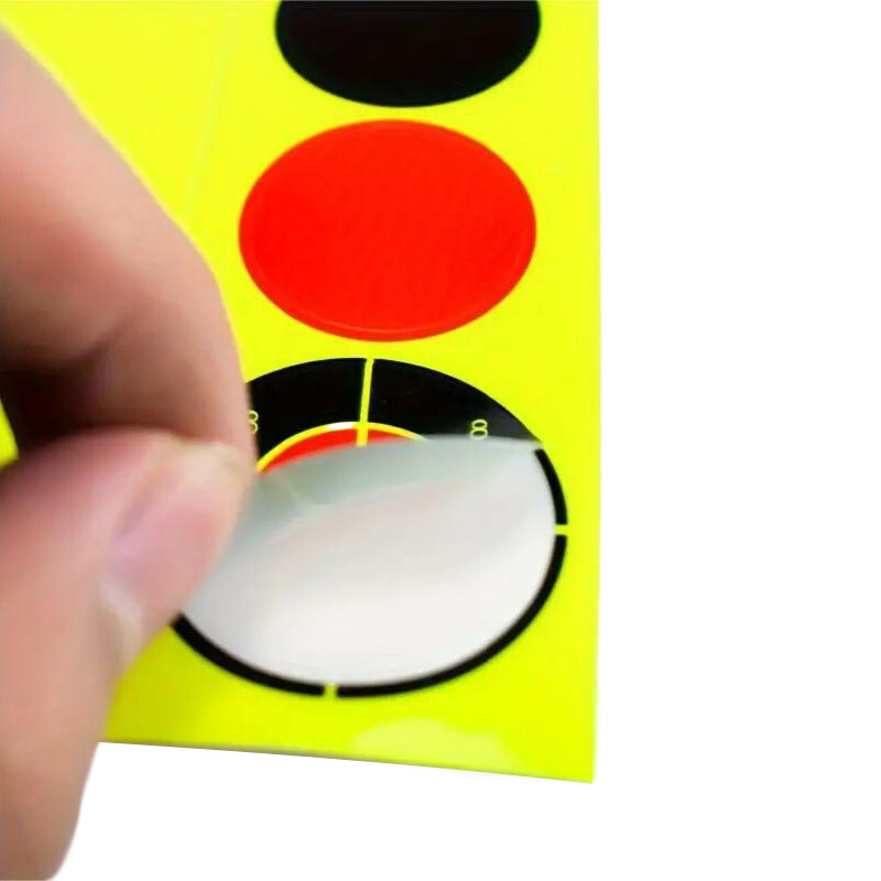 50 tk 8-tollised sihtmärgi kleebised, hästi nähtavad, isekleepuvad reaktsioonivõimega jahipidamiseks lasketreeningu paberitarvikud