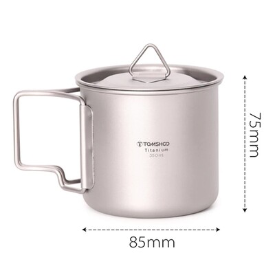 TOMSHOO Ultraľahký titánový hrnček, prenosný, sada 2 ks, 450 ml, 750 ml, kempingový, piknikový, hrnček na vodu so skladacou rukoväťou